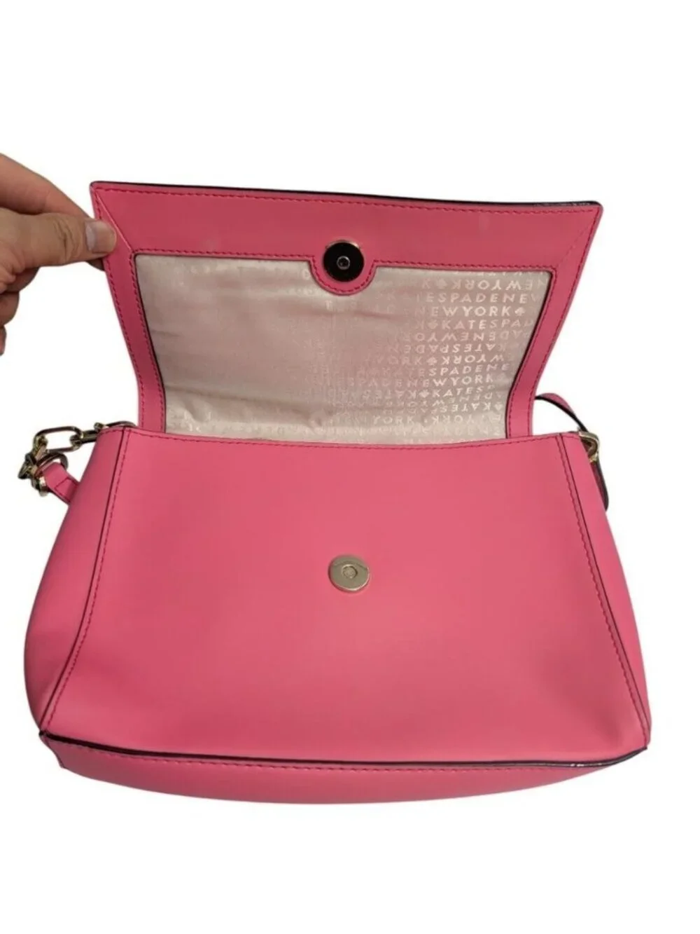 Kate Spade Pink Leather Chain-Accent Crossbody Bag